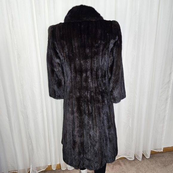 Authentic real mink fur coat deep chocolate brown small GORGEOUS! Long length - Picture 8 of 12